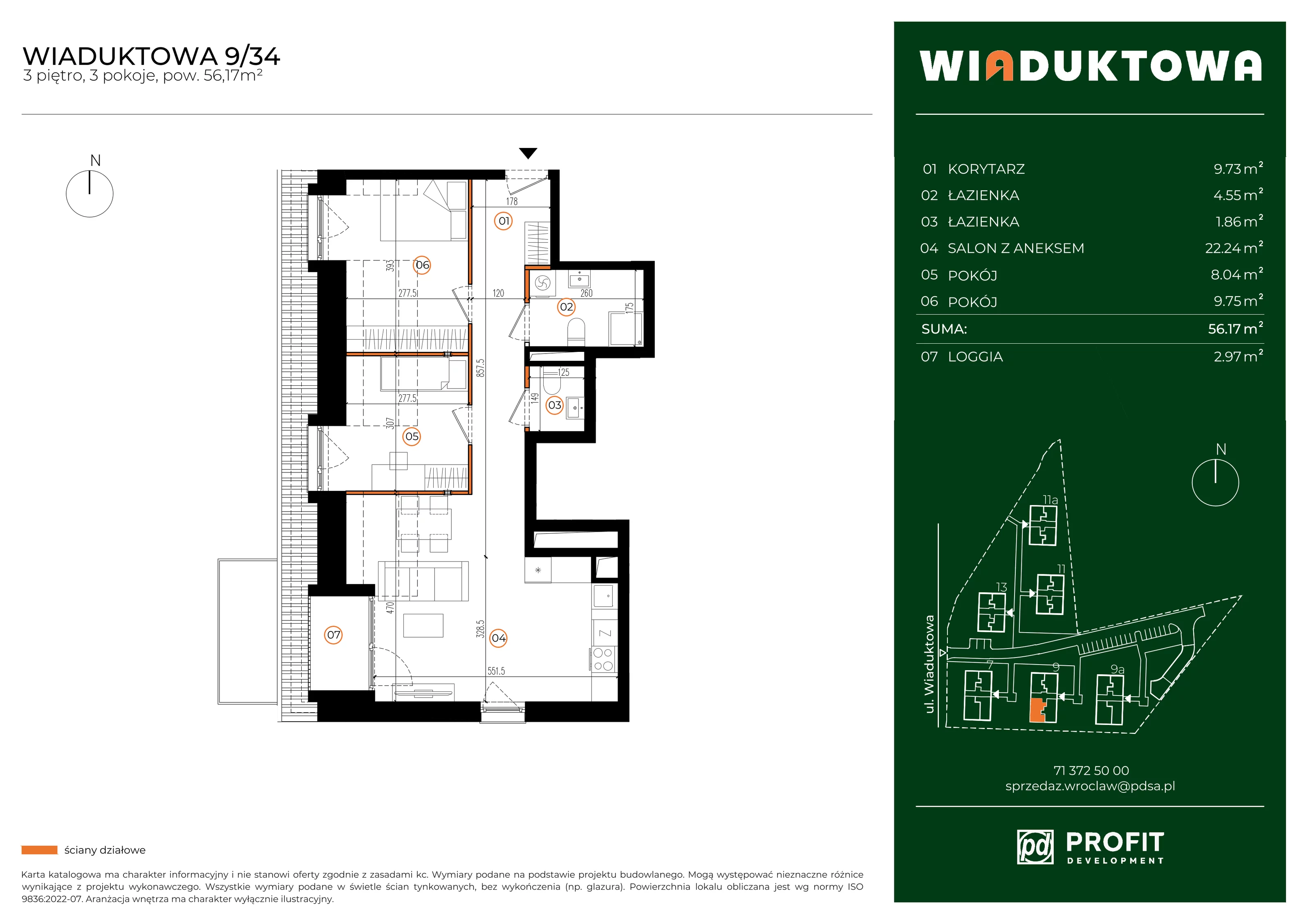 Mieszkanie 56,17 m², piętro 3, oferta nr WI/9/34, Wiaduktowa, Wrocław, Krzyki-Partynice, Krzyki, ul. Wiaduktowa