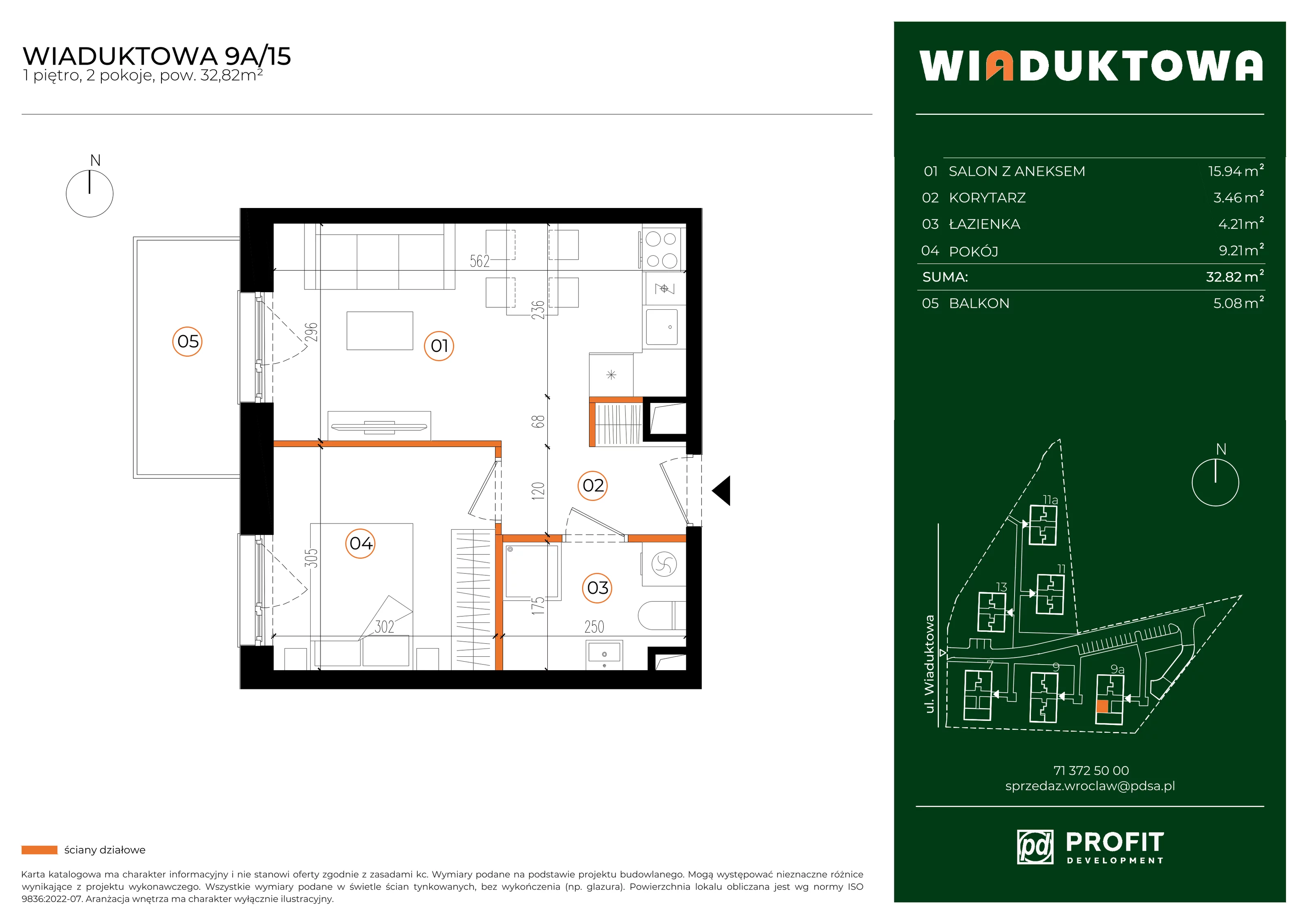 Mieszkanie 32,82 m², piętro 1, oferta nr WI/9A/15, Wiaduktowa, Wrocław, Krzyki-Partynice, Krzyki, ul. Wiaduktowa