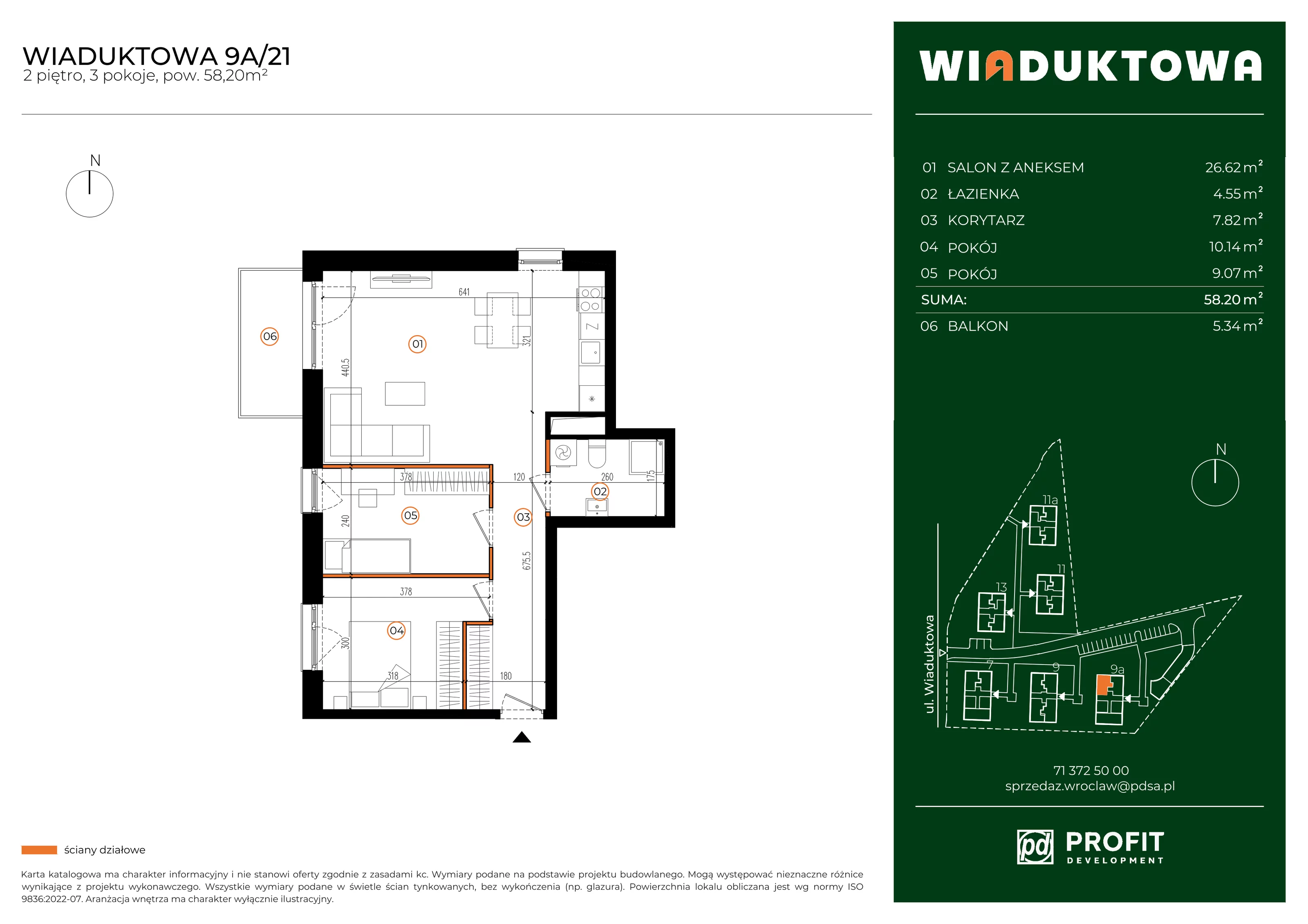 Mieszkanie 58,20 m², piętro 2, oferta nr WI/9A/21, Wiaduktowa, Wrocław, Krzyki-Partynice, Krzyki, ul. Wiaduktowa