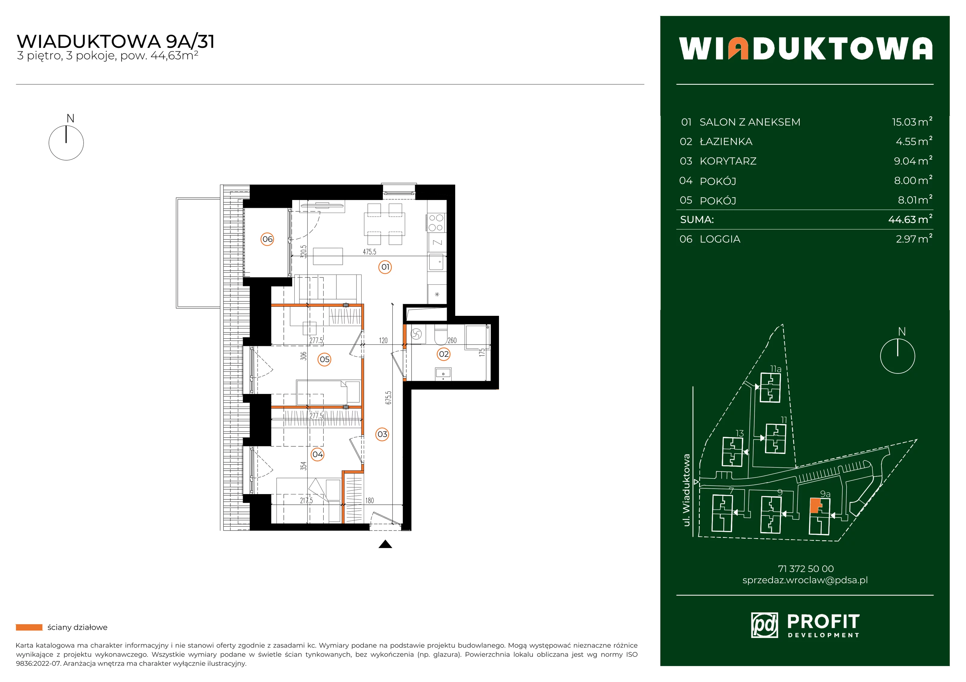 Mieszkanie 44,63 m², piętro 3, oferta nr WI/9A/31, Wiaduktowa, Wrocław, Krzyki-Partynice, Krzyki, ul. Wiaduktowa