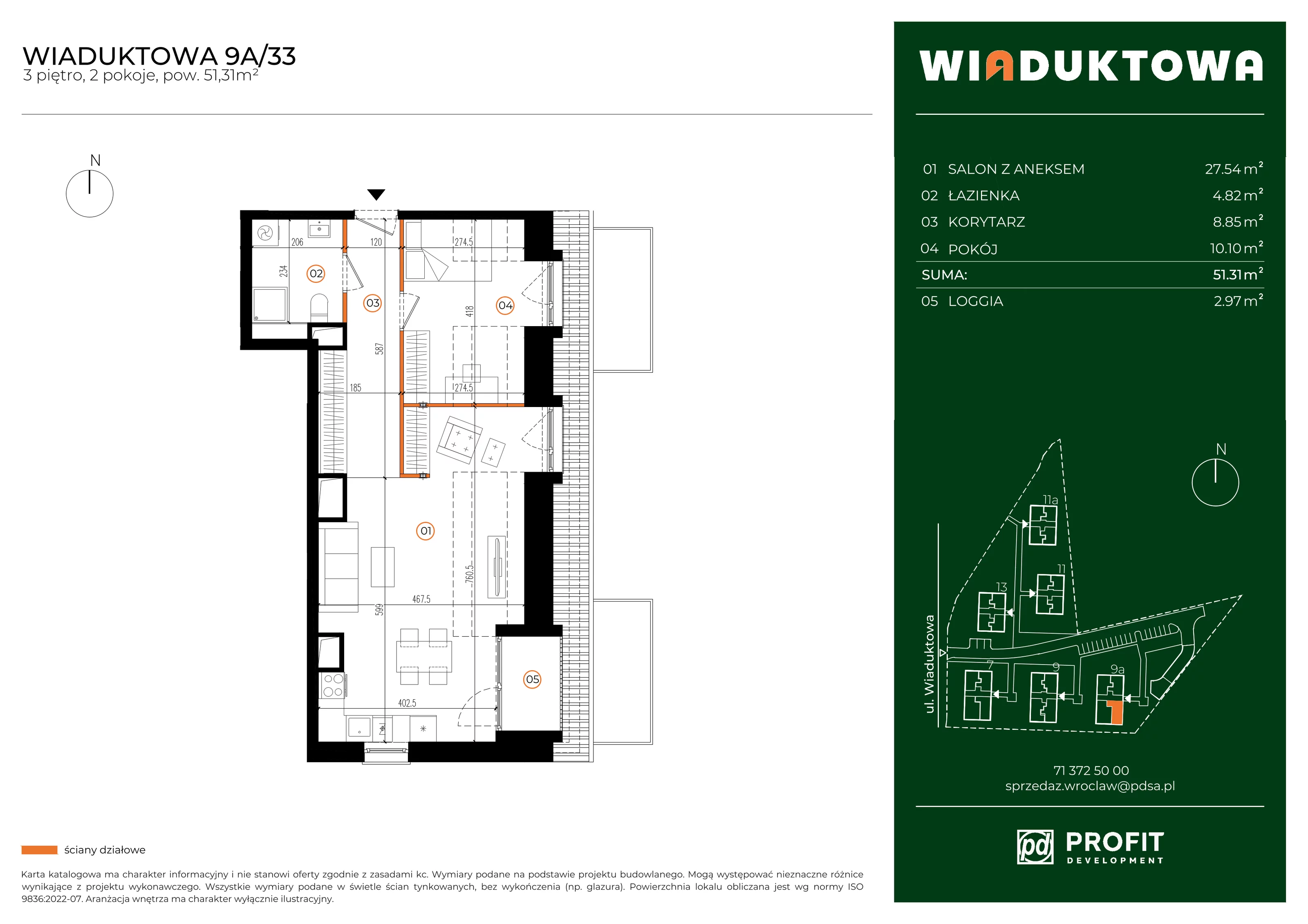 Mieszkanie 51,31 m², piętro 3, oferta nr WI/9A/33, Wiaduktowa, Wrocław, Krzyki-Partynice, Krzyki, ul. Wiaduktowa