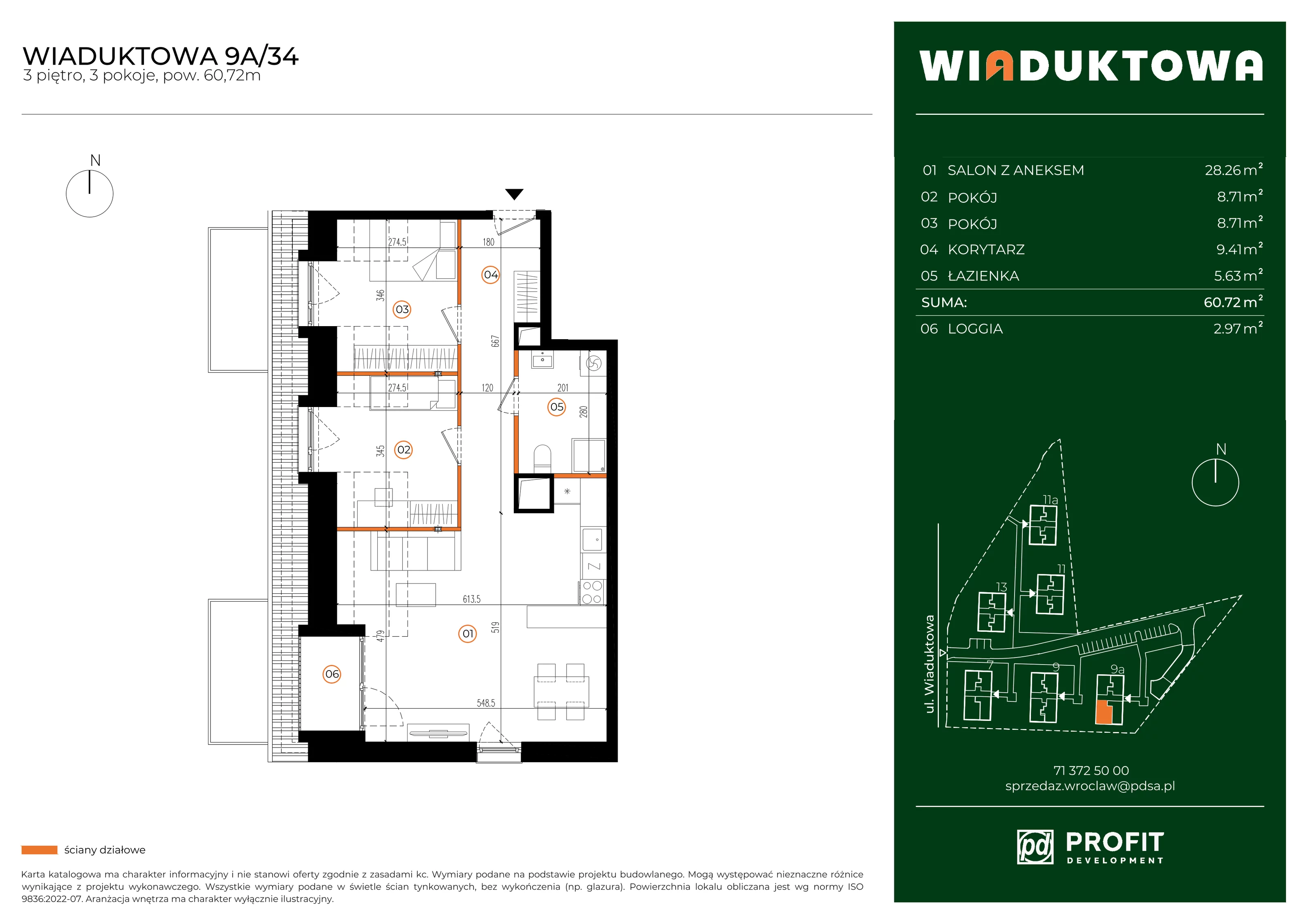 Mieszkanie 60,72 m², piętro 3, oferta nr WI/9A/34, Wiaduktowa, Wrocław, Krzyki-Partynice, Krzyki, ul. Wiaduktowa