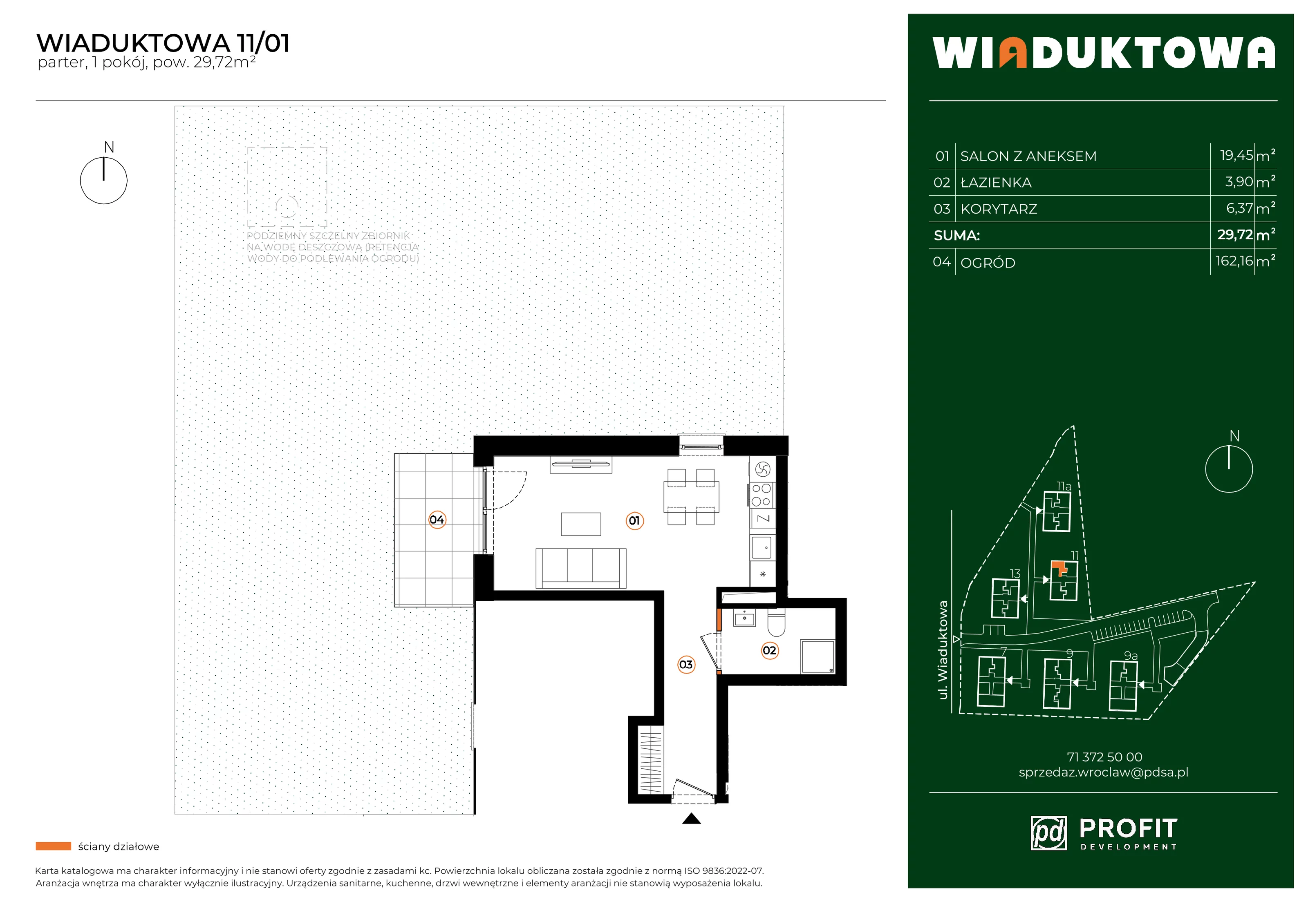 Mieszkanie 29,72 m², parter, oferta nr WI/11/01, Wiaduktowa, Wrocław, Krzyki-Partynice, Krzyki, ul. Wiaduktowa