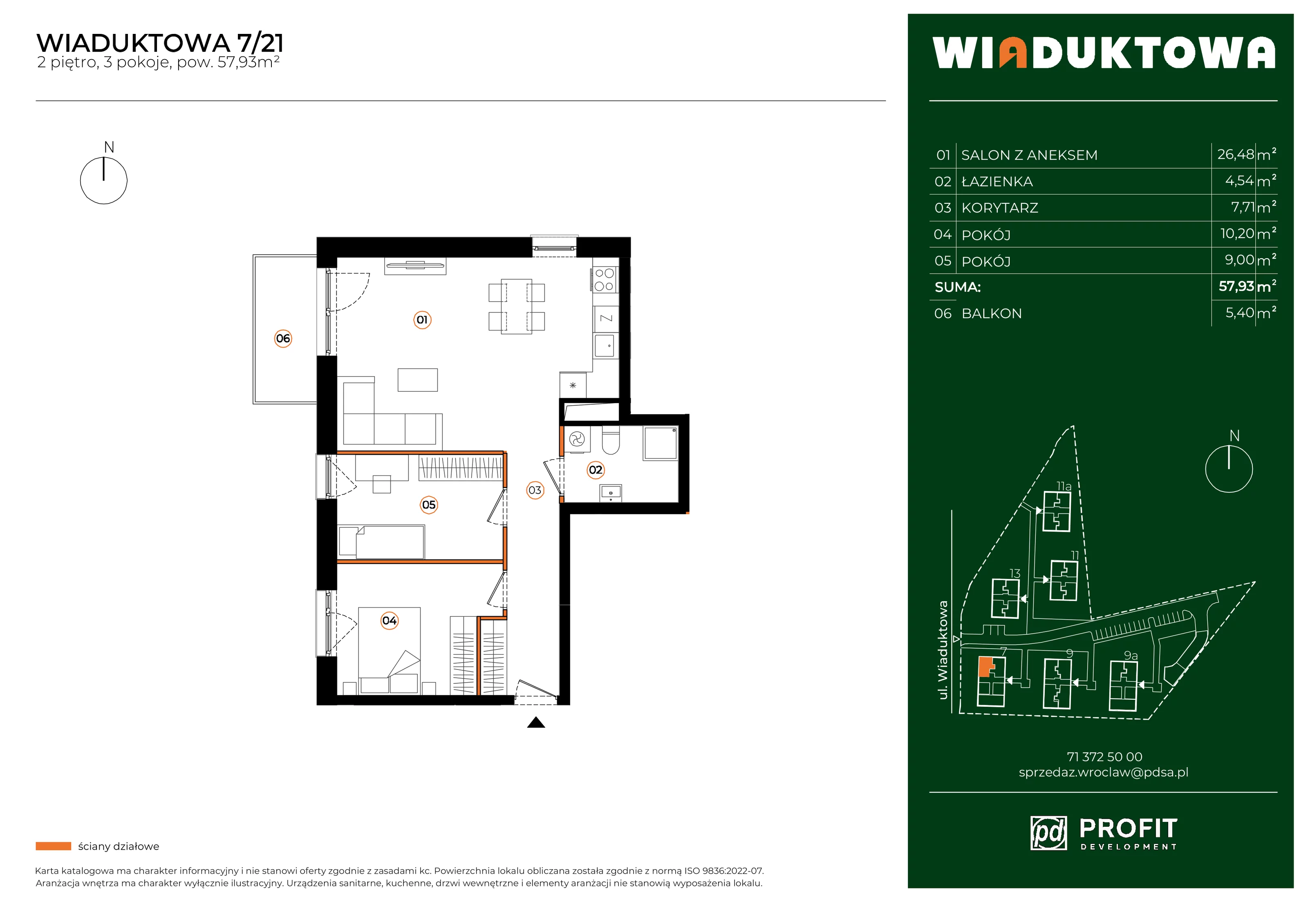 Mieszkanie 57,93 m², piętro 2, oferta nr WI/7/21, Wiaduktowa, Wrocław, Krzyki-Partynice, Krzyki, ul. Wiaduktowa