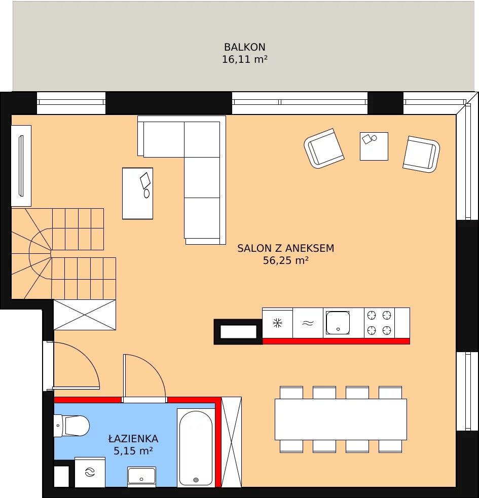 Mieszkanie 88,40 m², piętro 2, oferta nr 13/27, ASFALTOWA 13, Wrocław, Wojszyce, Krzyki, ul. Asfaltowa 13