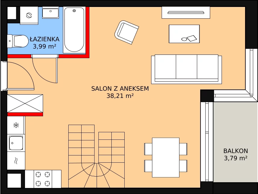 Mieszkanie 62,95 m², piętro 2, oferta nr 13/28, ASFALTOWA 13, Wrocław, Wojszyce, Krzyki, ul. Asfaltowa 13