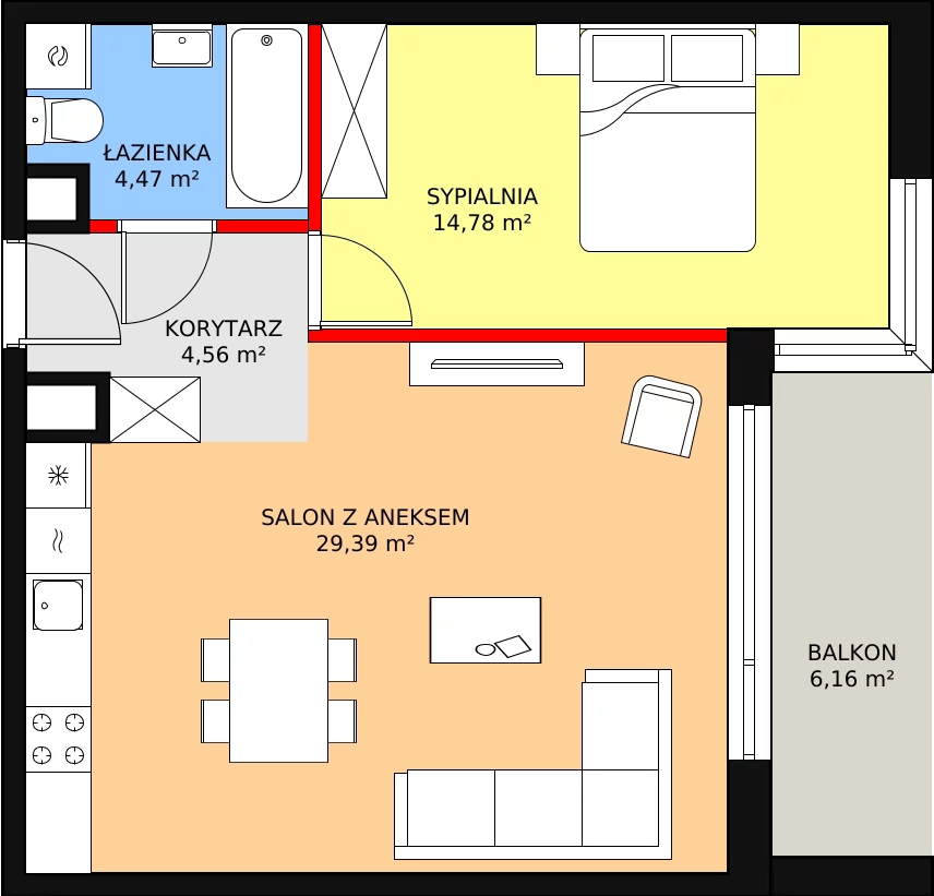 Mieszkanie 53,20 m², piętro 2, oferta nr 13A/22, ASFALTOWA 13, Wrocław, Wojszyce, Krzyki, ul. Asfaltowa 13