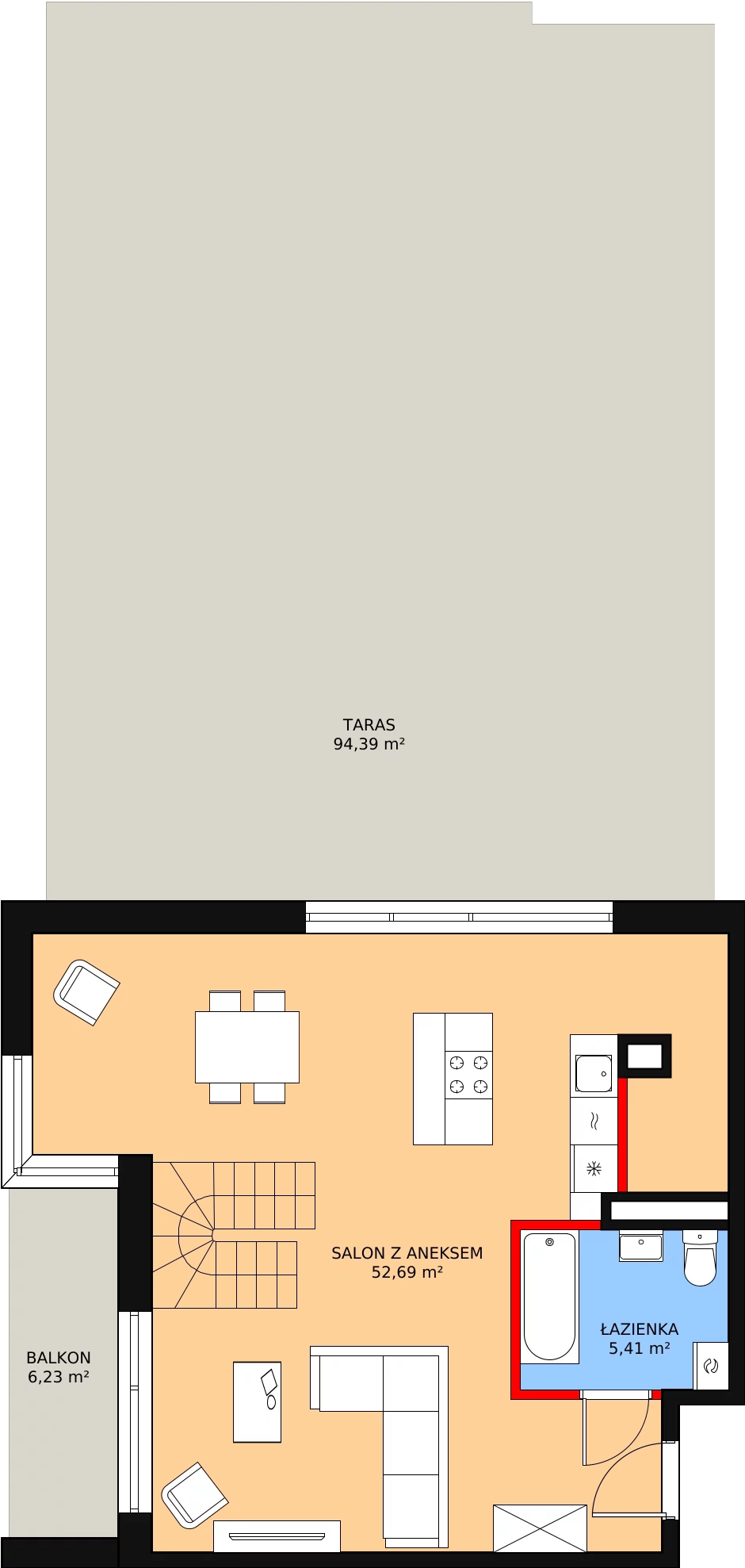 Mieszkanie 91,18 m², piętro 2, oferta nr 13A/26, ASFALTOWA 13, Wrocław, Wojszyce, Krzyki, ul. Asfaltowa 13