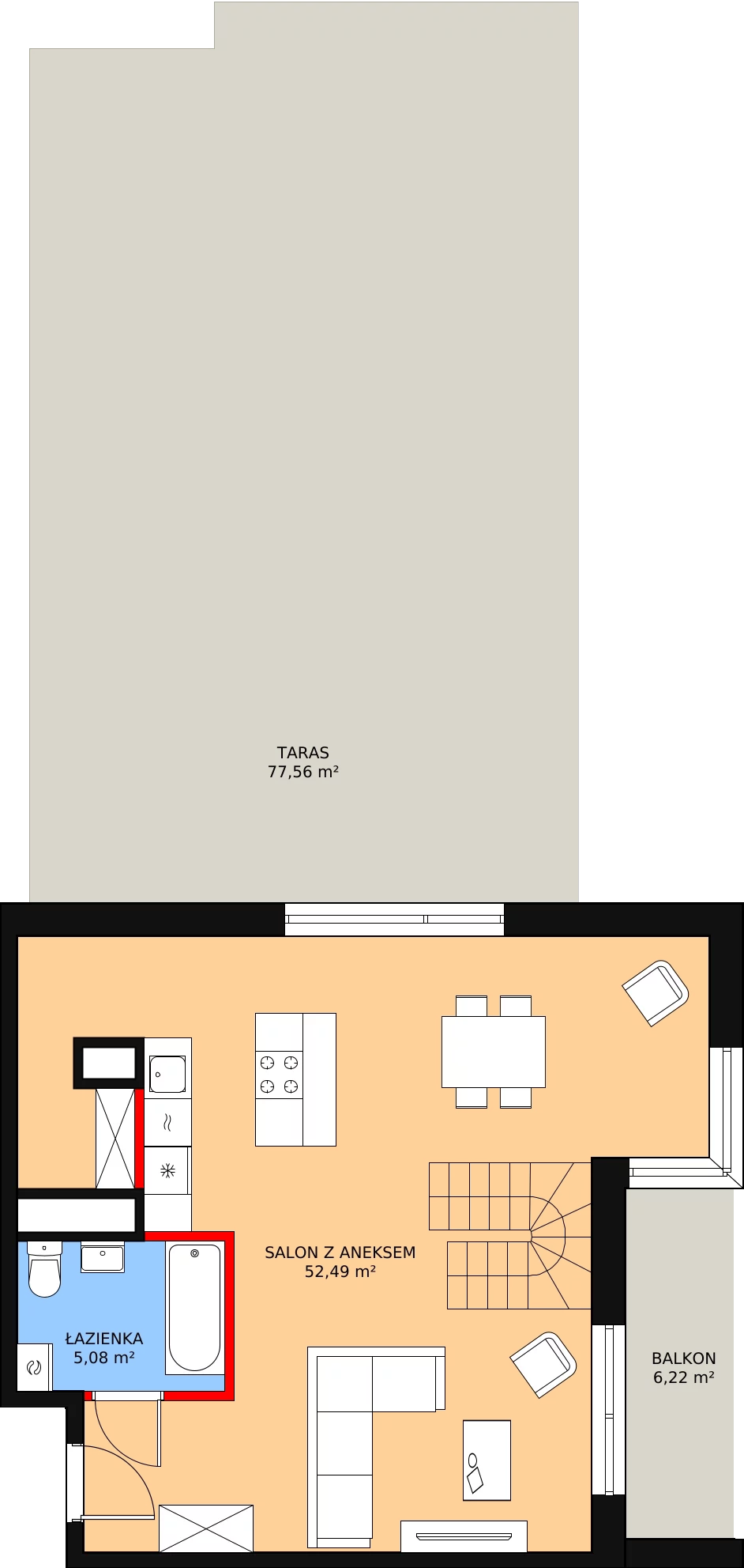 Mieszkanie 80,65 m², piętro 2, oferta nr 13A/27, ASFALTOWA 13, Wrocław, Wojszyce, Krzyki, ul. Asfaltowa 13