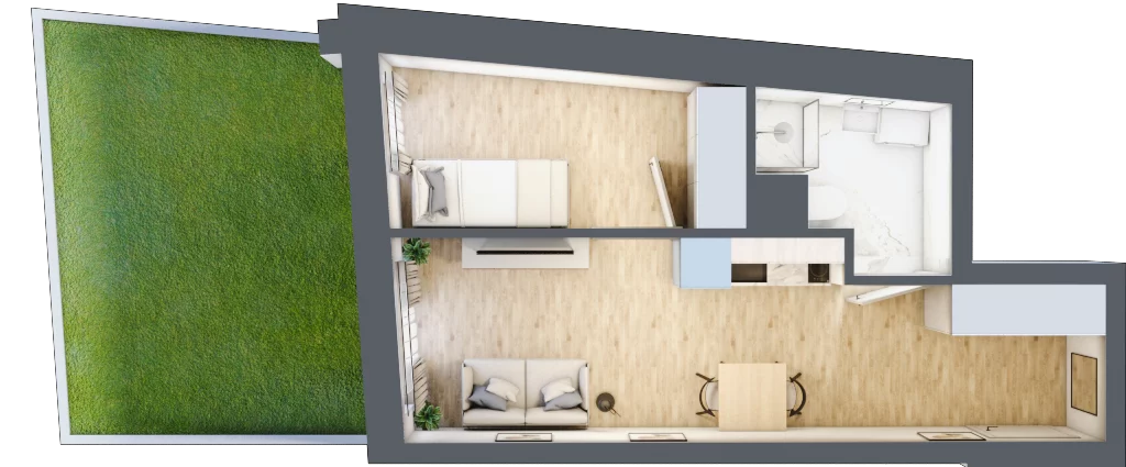 2 pokoje, apartament 30,76 m², parter, oferta nr 1.B.01, Żegiestowska, Wrocław, Gaj, Krzyki, ul. Żegiestowska 3