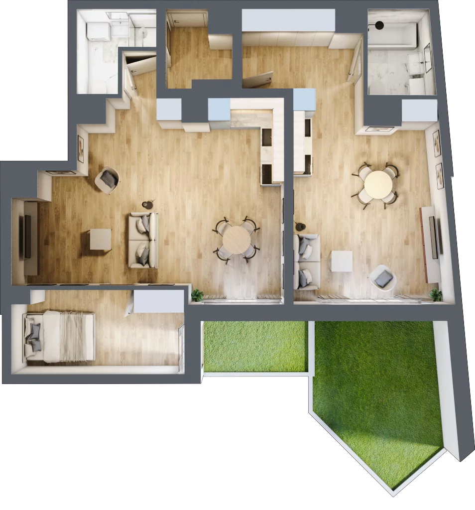 3 pokoje, apartament 85,80 m², parter, oferta nr 1.M.02, Żegiestowska, Wrocław, Gaj, Krzyki, ul. Żegiestowska 3