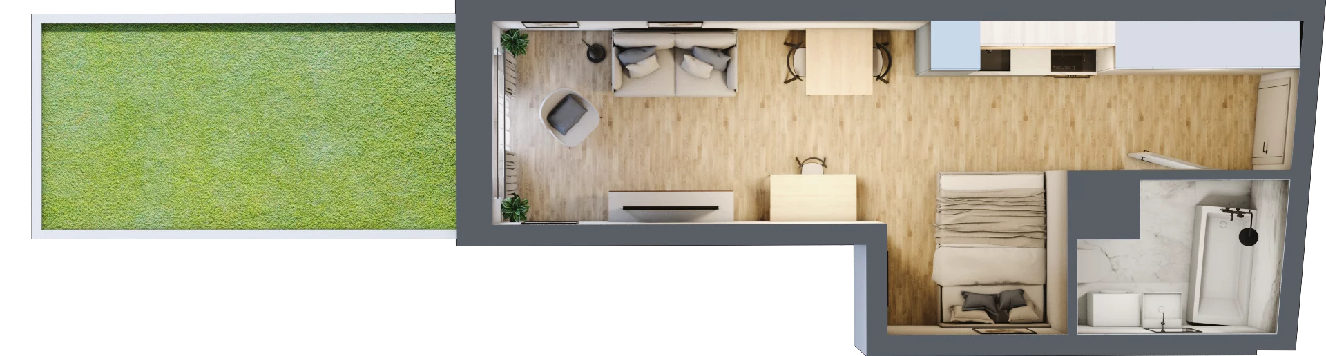 1 pokój, mieszkanie 29,64 m², parter, oferta nr 1.M.09, Żegiestowska, Wrocław, Gaj, Krzyki, ul. Żegiestowska 3