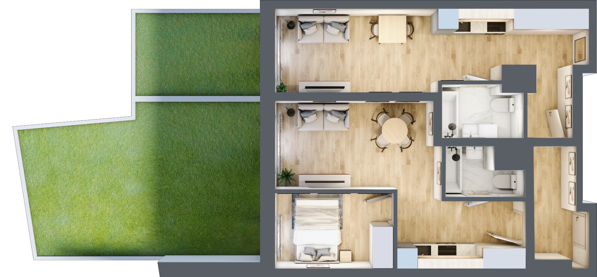 3 pokoje, apartament 63,14 m², parter, oferta nr 1.M.17, Żegiestowska, Wrocław, Gaj, Krzyki, ul. Żegiestowska 3