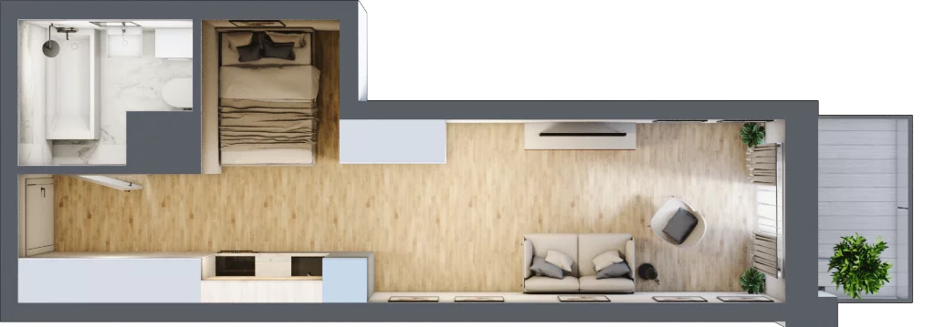 1 pokój, mieszkanie 30,47 m², piętro 2, oferta nr 3.M.06, Żegiestowska, Wrocław, Gaj, Krzyki, ul. Żegiestowska 3