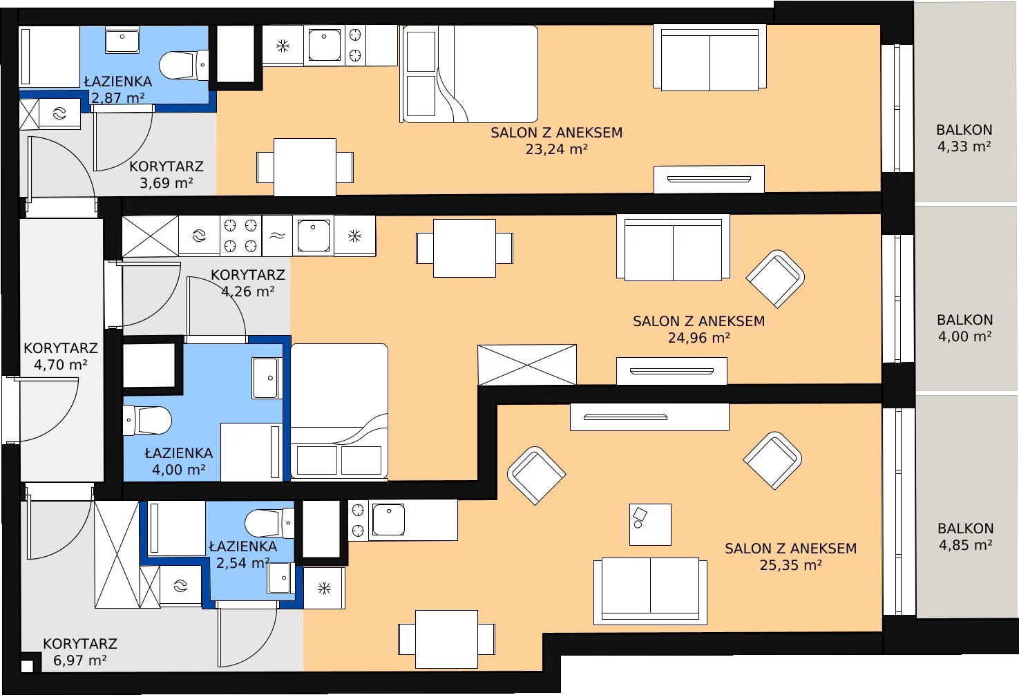 Zalety apartamentu 102.58 m², 3.M.12
