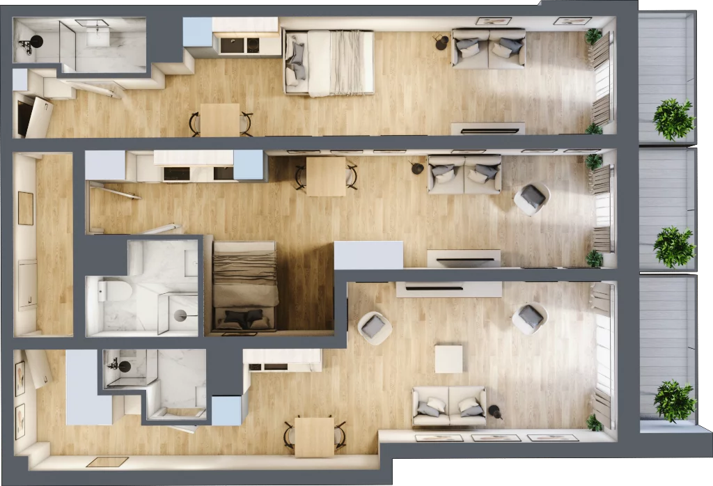 3 pokoje, apartament 102,58 m², piętro 2, oferta nr 3.M.12, Żegiestowska, Wrocław, Gaj, Krzyki, ul. Żegiestowska 3