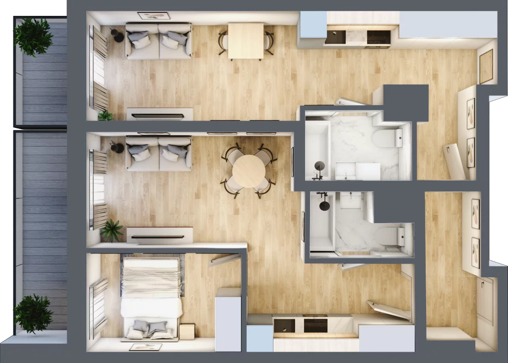 3 pokoje, apartament 63,10 m², piętro 2, oferta nr 3.M.26, Żegiestowska, Wrocław, Gaj, Krzyki, ul. Żegiestowska 3