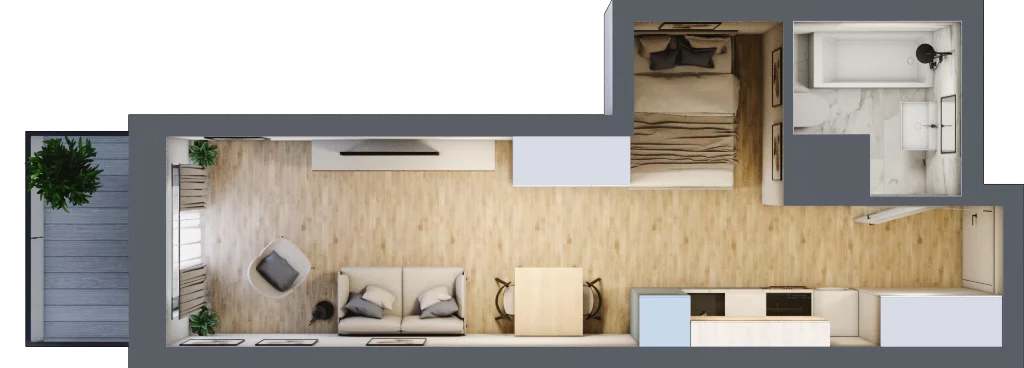 1 pokój, mieszkanie 28,19 m², piętro 2, oferta nr 3.M.33, Żegiestowska, Wrocław, Gaj, Krzyki, ul. Żegiestowska 3