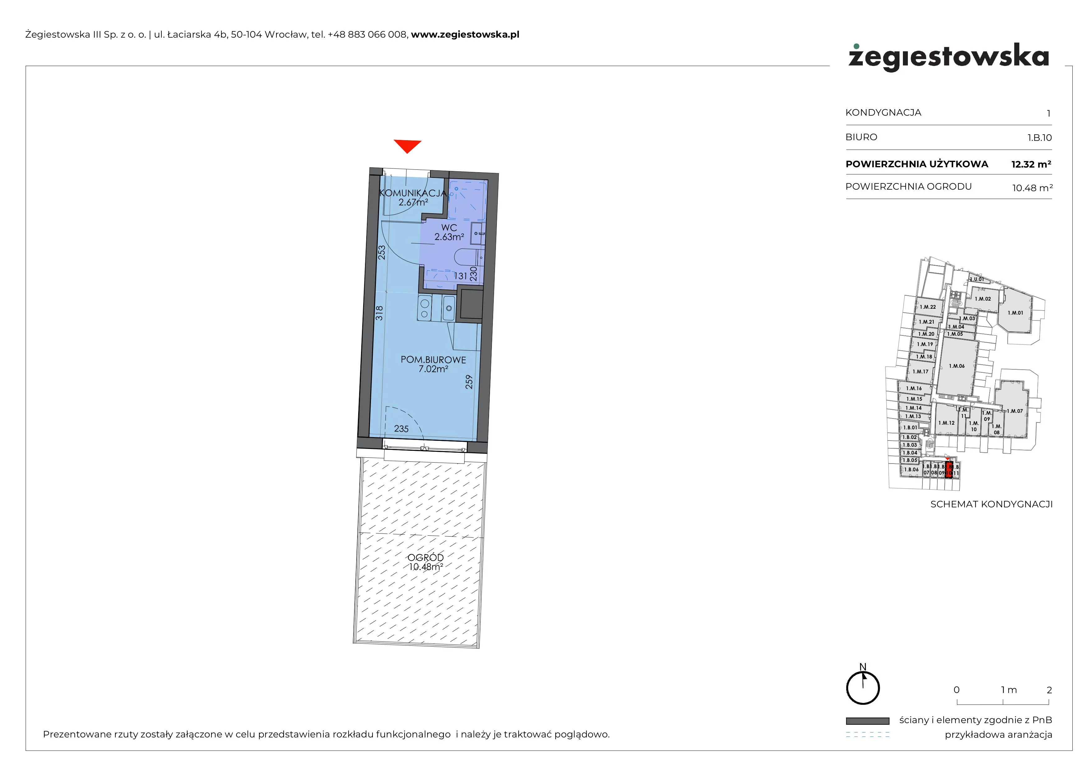 Mieszkanie 12,32 m², parter, oferta nr 1.B.10, Żegiestowska, Wrocław, Gaj, Krzyki, ul. Żegiestowska 3