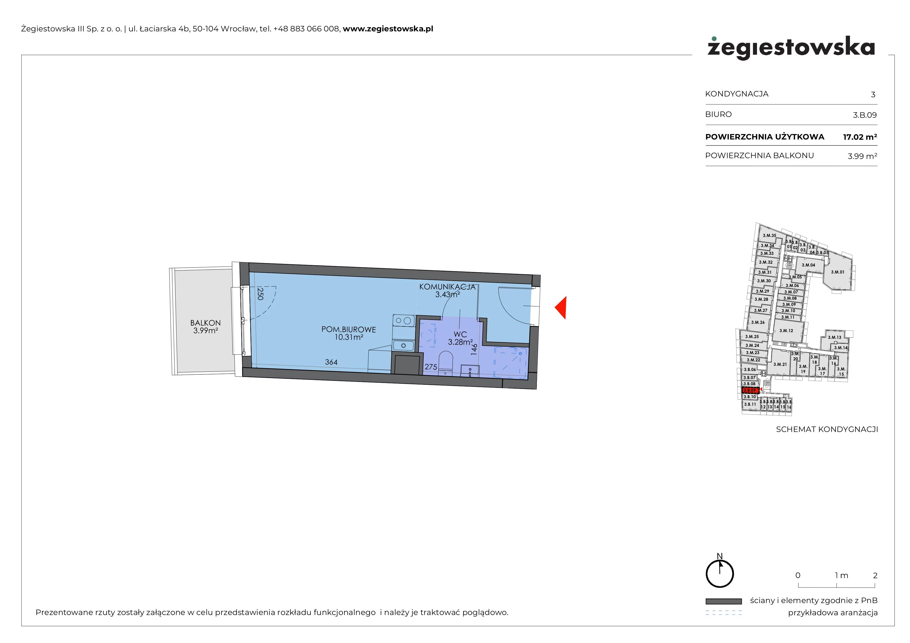 Mieszkanie 17,02 m², piętro 2, oferta nr 3.B.09, Żegiestowska, Wrocław, Gaj, Krzyki, ul. Żegiestowska 3