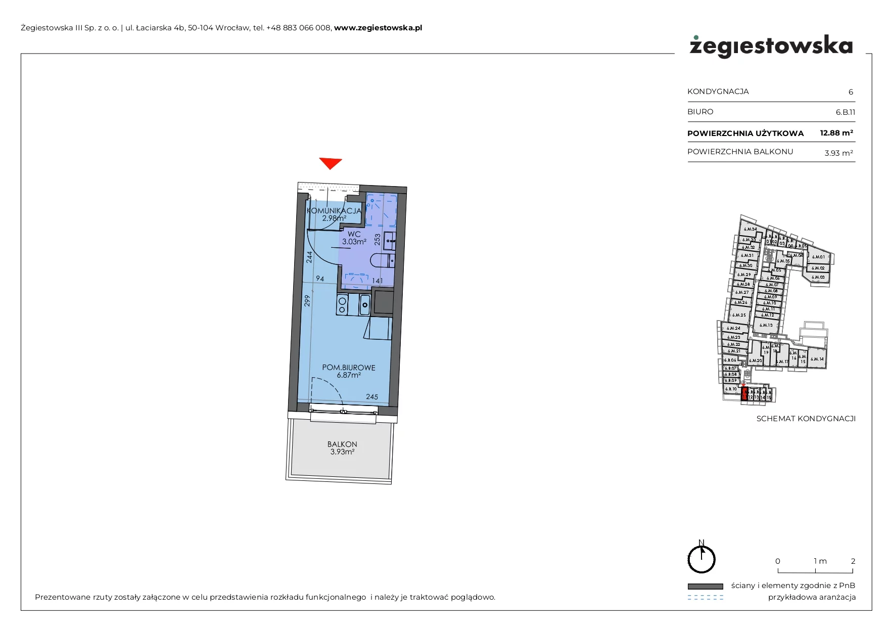 Mieszkanie 12,88 m², piętro 5, oferta nr 6.B.11, Żegiestowska, Wrocław, Gaj, Krzyki, ul. Żegiestowska 3