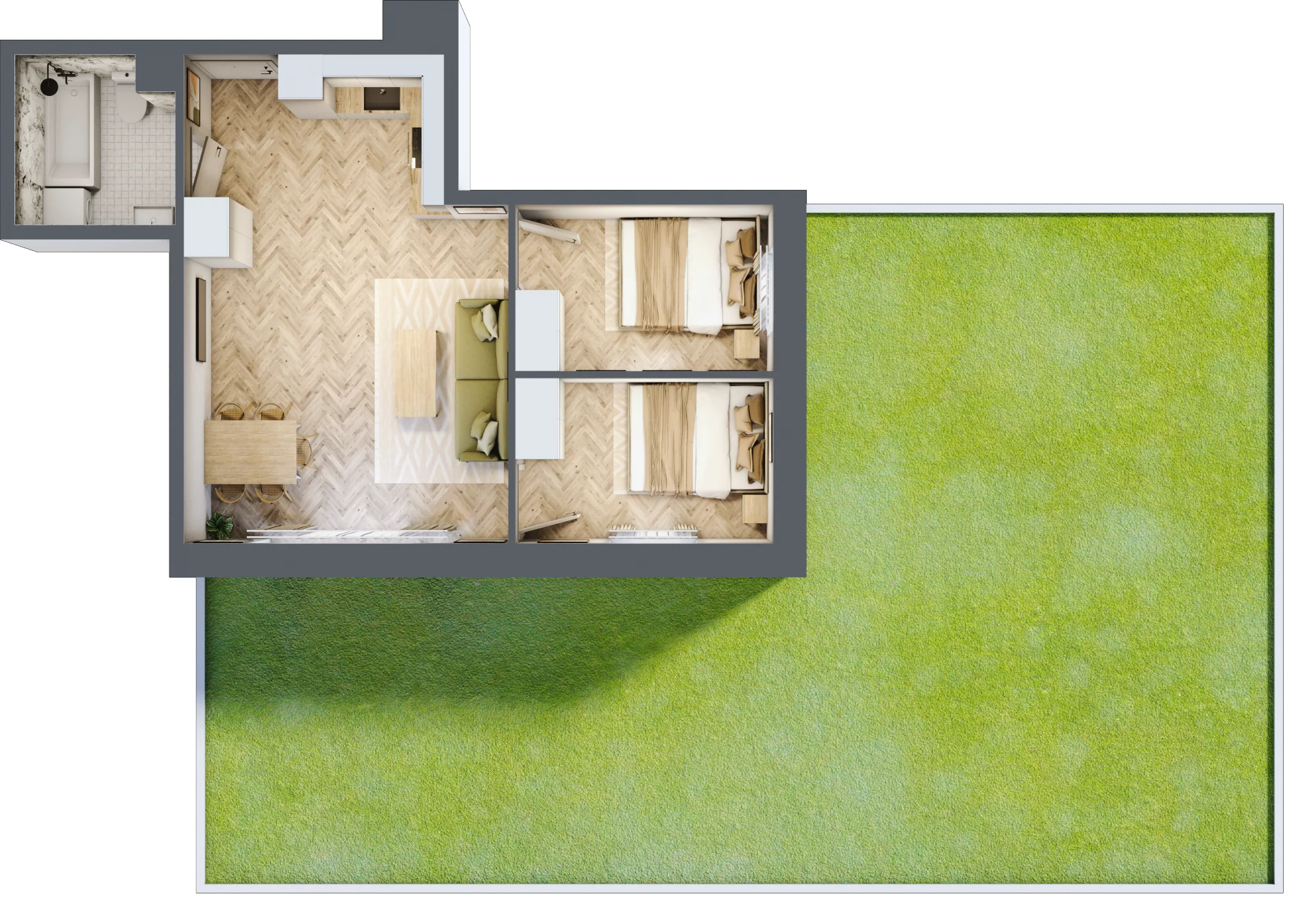 3 pokoje, mieszkanie 47,69 m², parter, oferta nr D1.5, Trakt Lubelski Etap III, Warszawa, Wawer, Zbytki, ul. Trakt Lubelski 181C/181D