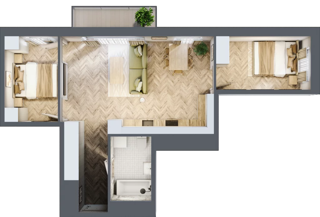 3 pokoje, mieszkanie 55,69 m², piętro 2, oferta nr D1.21, Trakt Lubelski Etap III, Warszawa, Wawer, Zbytki, ul. Trakt Lubelski 181C/181D