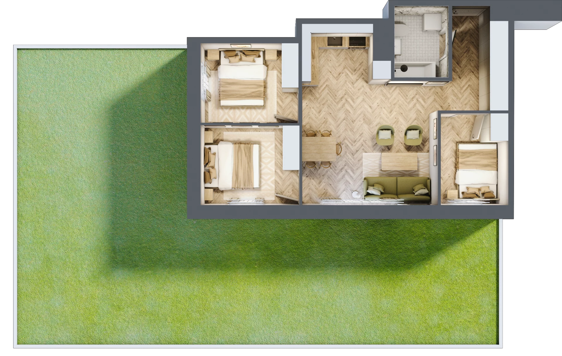 4 pokoje, mieszkanie 58,59 m², parter, oferta nr D1.3, Trakt Lubelski Etap III, Warszawa, Wawer, Zbytki, ul. Trakt Lubelski 181C/181D