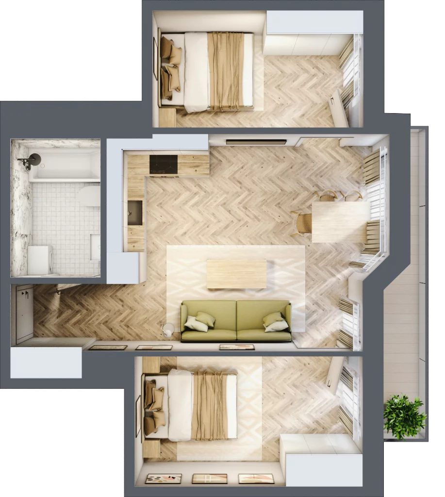 3 pokoje, mieszkanie 48,20 m², piętro 2, oferta nr D1.20, Trakt Lubelski Etap III, Warszawa, Wawer, Zbytki, ul. Trakt Lubelski 181C/181D