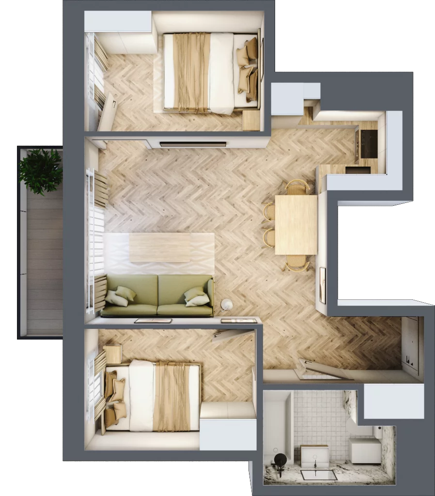 3 pokoje, mieszkanie 41,64 m², piętro 3, oferta nr D1.23, Trakt Lubelski Etap III, Warszawa, Wawer, Zbytki, ul. Trakt Lubelski 181C/181D