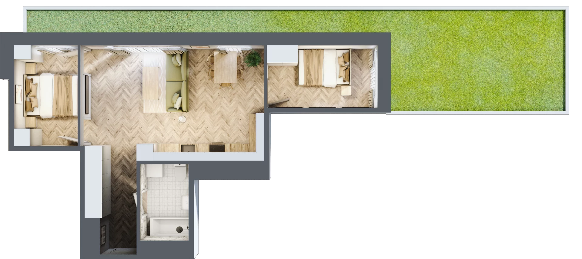3 pokoje, mieszkanie 54,92 m², parter, oferta nr D1.7, Trakt Lubelski Etap III, Warszawa, Wawer, Zbytki, ul. Trakt Lubelski 181C/181D