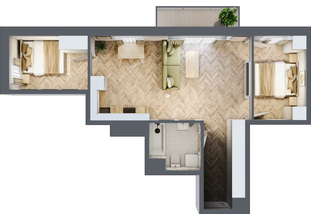 3 pokoje, mieszkanie 53,30 m², piętro 1, oferta nr D1.8, Trakt Lubelski Etap III, Warszawa, Wawer, Zbytki, ul. Trakt Lubelski 181C/181D
