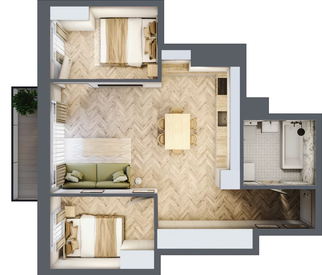3 pokoje, mieszkanie 49,17 m², piętro 1, oferta nr D1.9, Trakt Lubelski Etap III, Warszawa, Wawer, Zbytki, ul. Trakt Lubelski 181C/181D