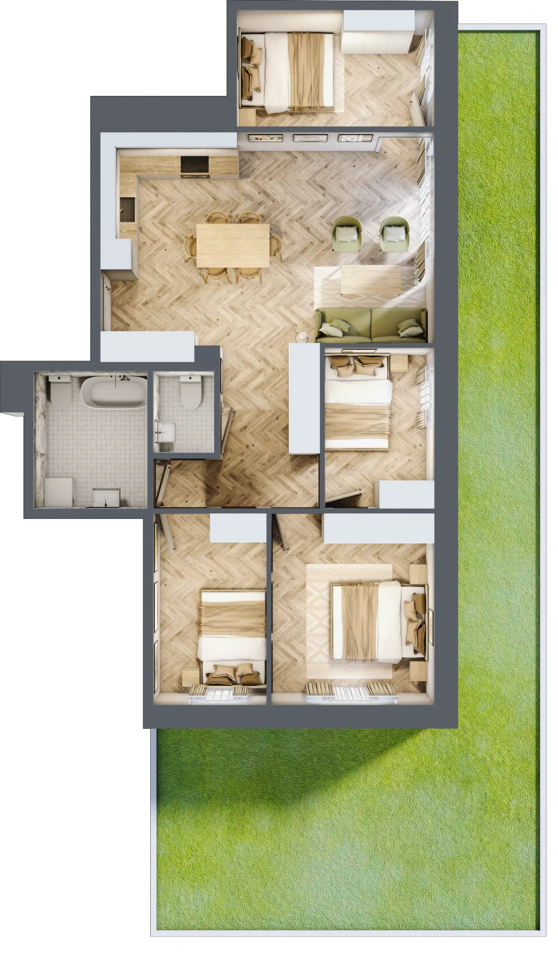 5 pokoi, mieszkanie 81,35 m², parter, oferta nr D2.6, Trakt Lubelski Etap III, Warszawa, Wawer, Zbytki, ul. Trakt Lubelski 181C/181D