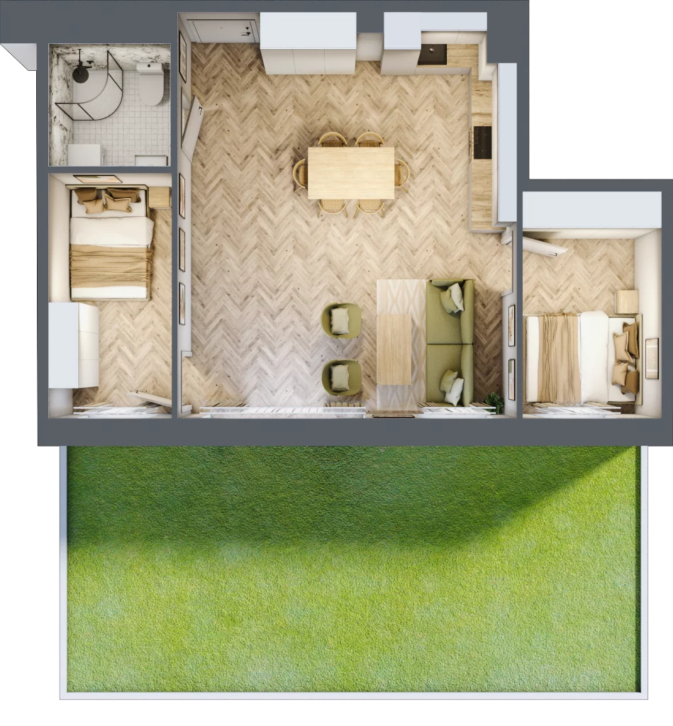3 pokoje, mieszkanie 56,57 m², parter, oferta nr D2.4, Trakt Lubelski Etap III, Warszawa, Wawer, Zbytki, ul. Trakt Lubelski 181C/181D