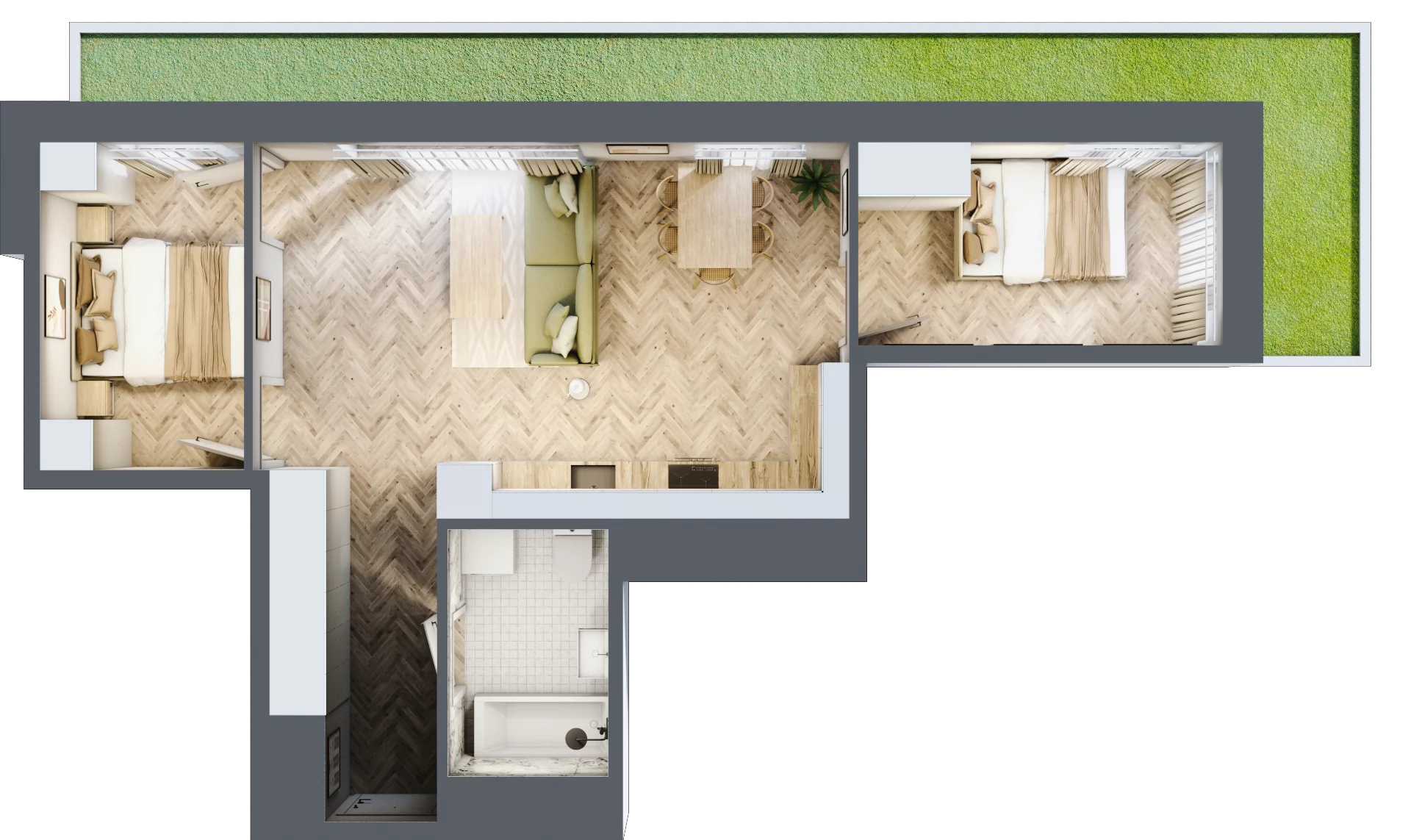 3 pokoje, mieszkanie 54,92 m², parter, oferta nr D2.7, Trakt Lubelski Etap III, Warszawa, Wawer, Zbytki, ul. Trakt Lubelski 181C/181D