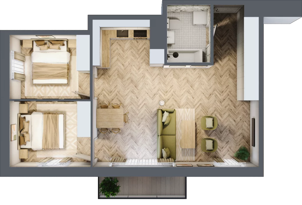 3 pokoje, mieszkanie 59,85 m², piętro 1, oferta nr D2.10, Trakt Lubelski Etap III, Warszawa, Wawer, Zbytki, ul. Trakt Lubelski 181C/181D