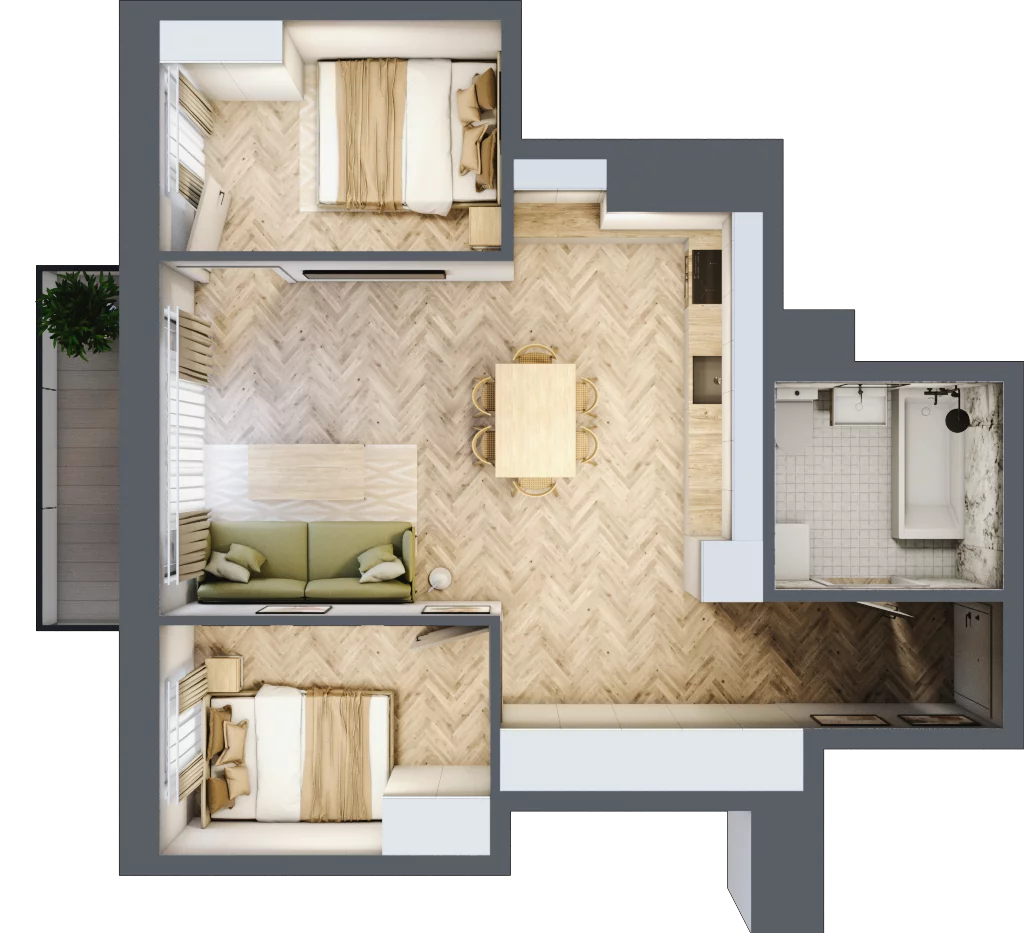 3 pokoje, mieszkanie 49,17 m², piętro 1, oferta nr D2.9, Trakt Lubelski Etap III, Warszawa, Wawer, Zbytki, ul. Trakt Lubelski 181C/181D