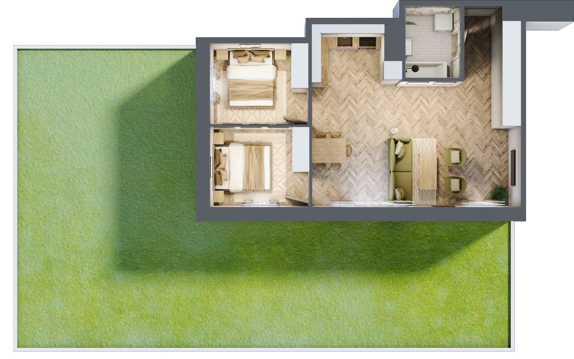 3 pokoje, mieszkanie 59,01 m², parter, oferta nr D2.3, Trakt Lubelski Etap III, Warszawa, Wawer, Zbytki, ul. Trakt Lubelski 181C/181D