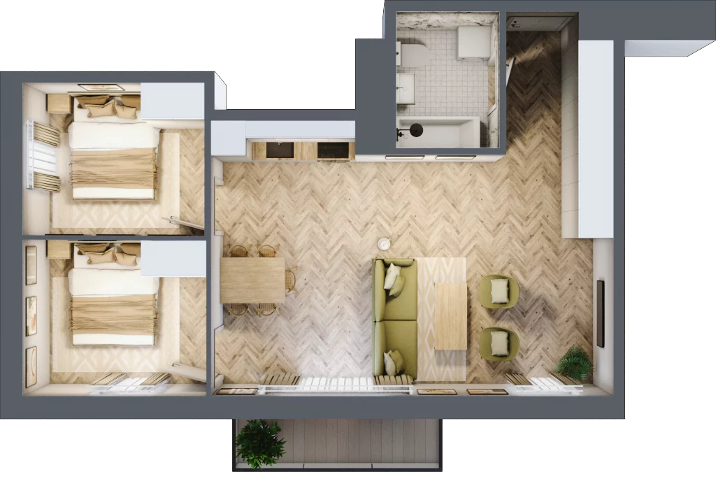 3 pokoje, mieszkanie 56,28 m², piętro 3, oferta nr D2.24, Trakt Lubelski Etap III, Warszawa, Wawer, Zbytki, ul. Trakt Lubelski 181C/181D