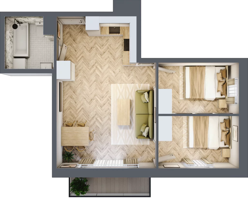 3 pokoje, mieszkanie 48,20 m², piętro 3, oferta nr D2.26, Trakt Lubelski Etap III, Warszawa, Wawer, Zbytki, ul. Trakt Lubelski 181C/181D