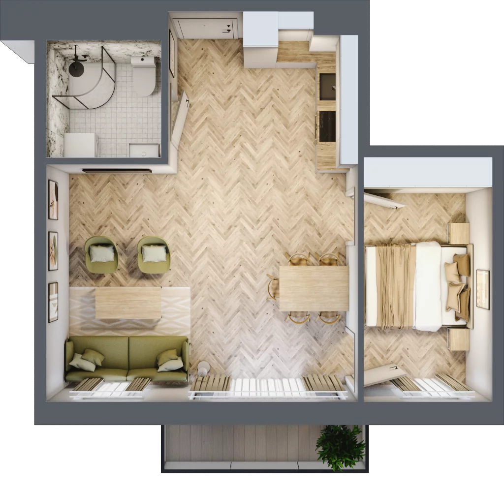2 pokoje, mieszkanie 42,94 m², piętro 1, oferta nr D2.11, Trakt Lubelski Etap III, Warszawa, Wawer, Zbytki, ul. Trakt Lubelski 181C/181D