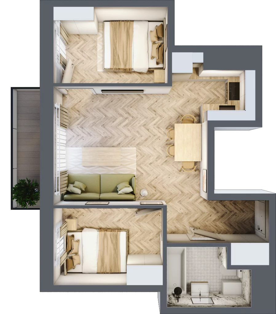 3 pokoje, mieszkanie 41,64 m², piętro 3, oferta nr D2.23, Trakt Lubelski Etap III, Warszawa, Wawer, Zbytki, ul. Trakt Lubelski 181C/181D
