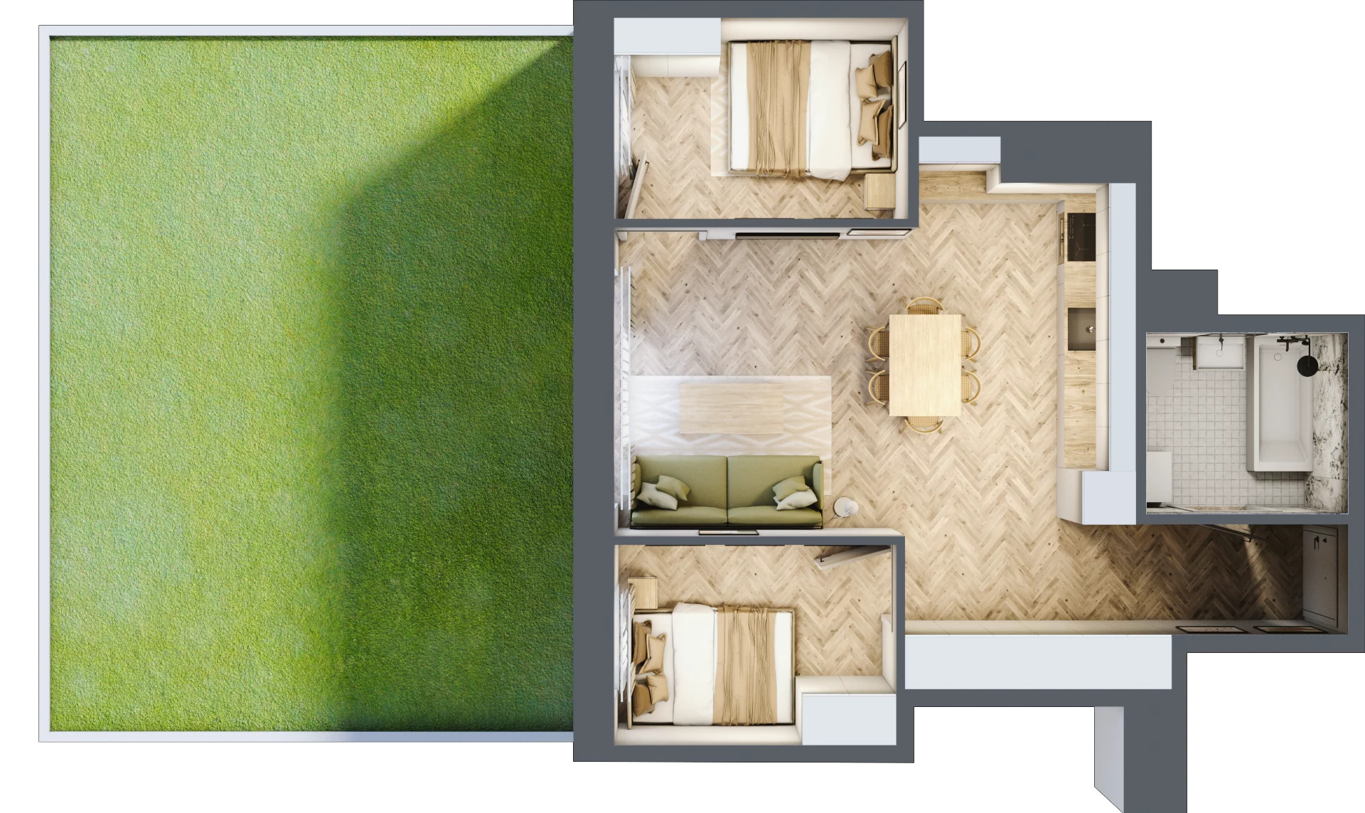 3 pokoje, mieszkanie 48,78 m², parter, oferta nr D2.2, Trakt Lubelski Etap III, Warszawa, Wawer, Zbytki, ul. Trakt Lubelski 181C/181D