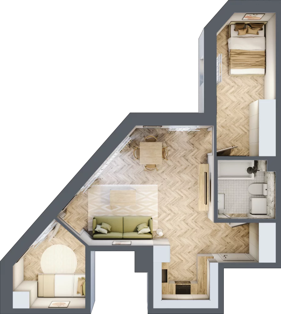 3 pokoje, mieszkanie 51,80 m², piętro 2, oferta nr B1.26, Wodociągowa - Etap VII, Sulejówek, ul. Wodociągowa 1/1A/1B