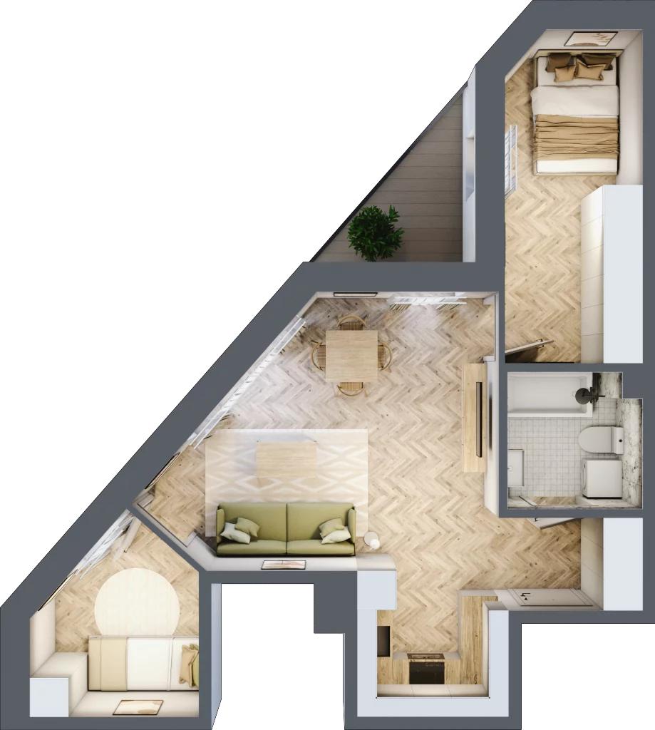 3 pokoje, mieszkanie 51,80 m², piętro 1, oferta nr B1.22, Wodociągowa - Etap VII, Sulejówek, ul. Wodociągowa 1/1A/1B