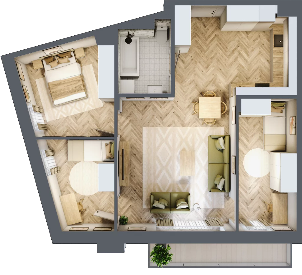 4 pokoje, mieszkanie 74,70 m², piętro 2, oferta nr B2.15, Wodociągowa - Etap VII, Sulejówek, ul. Wodociągowa 1/1A/1B