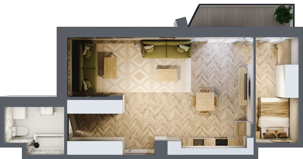 2 pokoje, mieszkanie 56,30 m², piętro 1, oferta nr 6, Wodociągowa - Etap VII, Sulejówek, ul. Wodociągowa 1/1A/1B