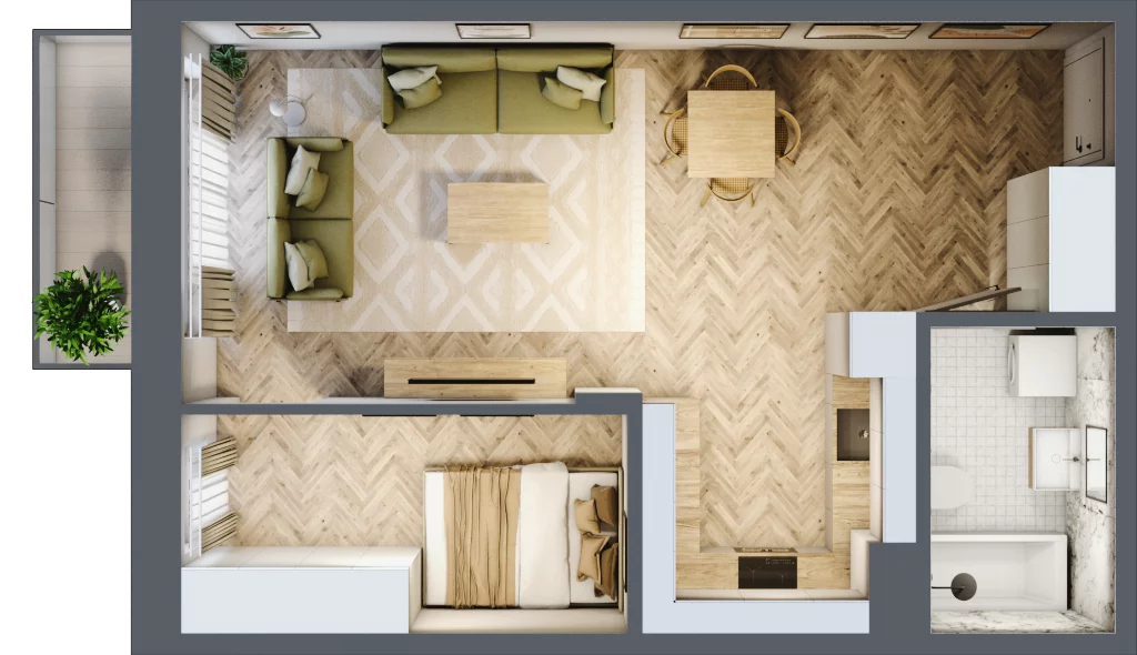 2 pokoje, mieszkanie 46,10 m², piętro 2, oferta nr B2.13, Wodociągowa - Etap VII, Sulejówek, ul. Wodociągowa 1/1A/1B