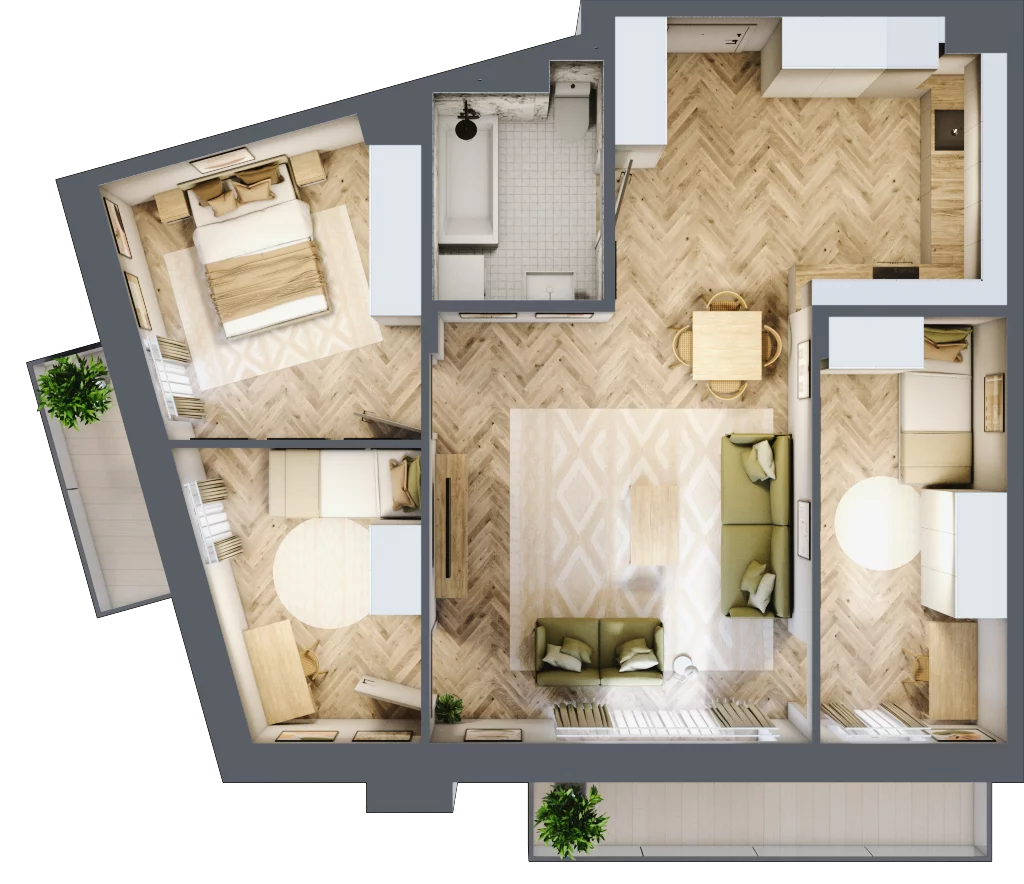 4 pokoje, mieszkanie 74,70 m², piętro 1, oferta nr B2.10, Wodociągowa - Etap VII, Sulejówek, ul. Wodociągowa 1/1A/1B